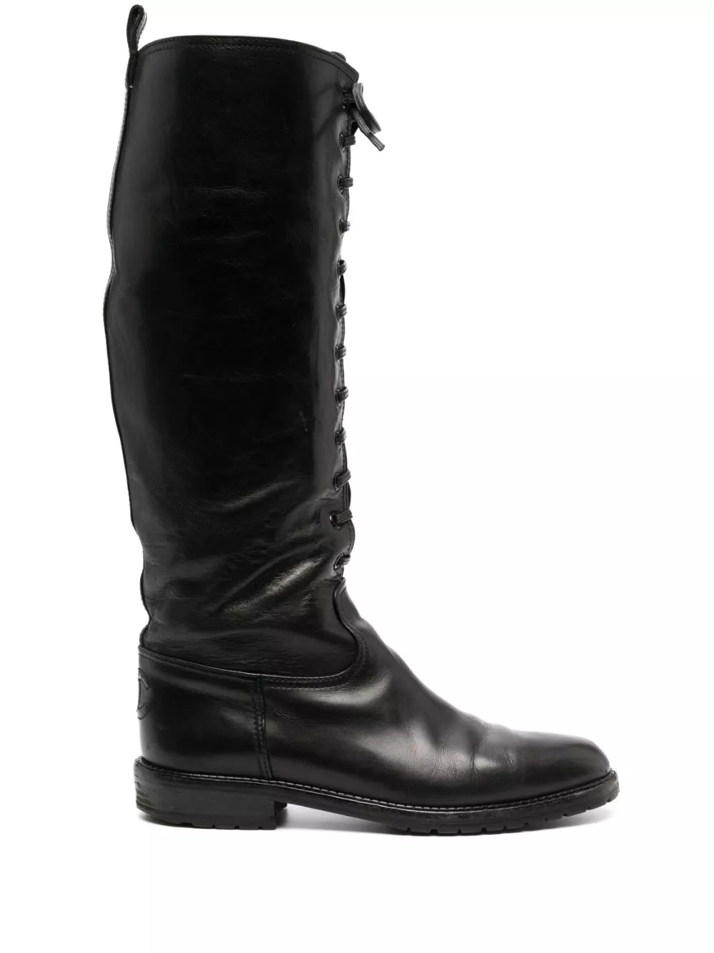 Affordable CHANEL 2000s lace-up knee-high boots Women 0114