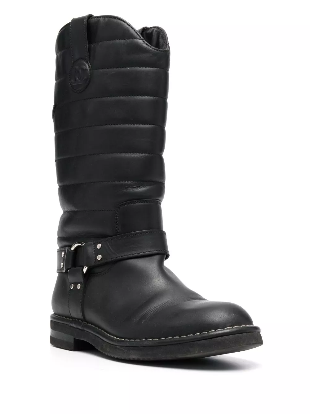 Affordable CHANEL 2010 CC quilted knee-high boots Women 0113