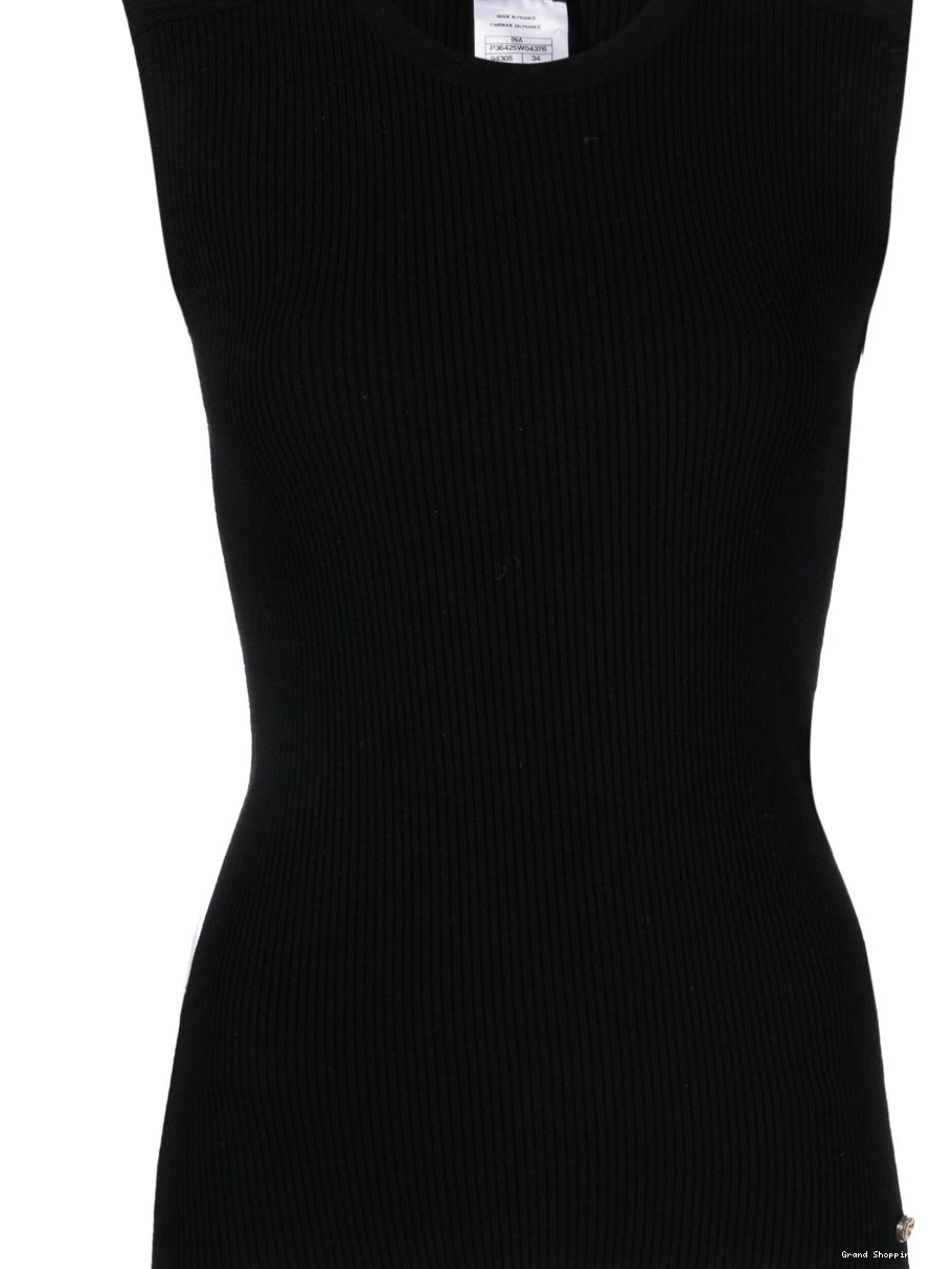 Affordable 2009 CHANEL Women top tank ribbed-knit 0308