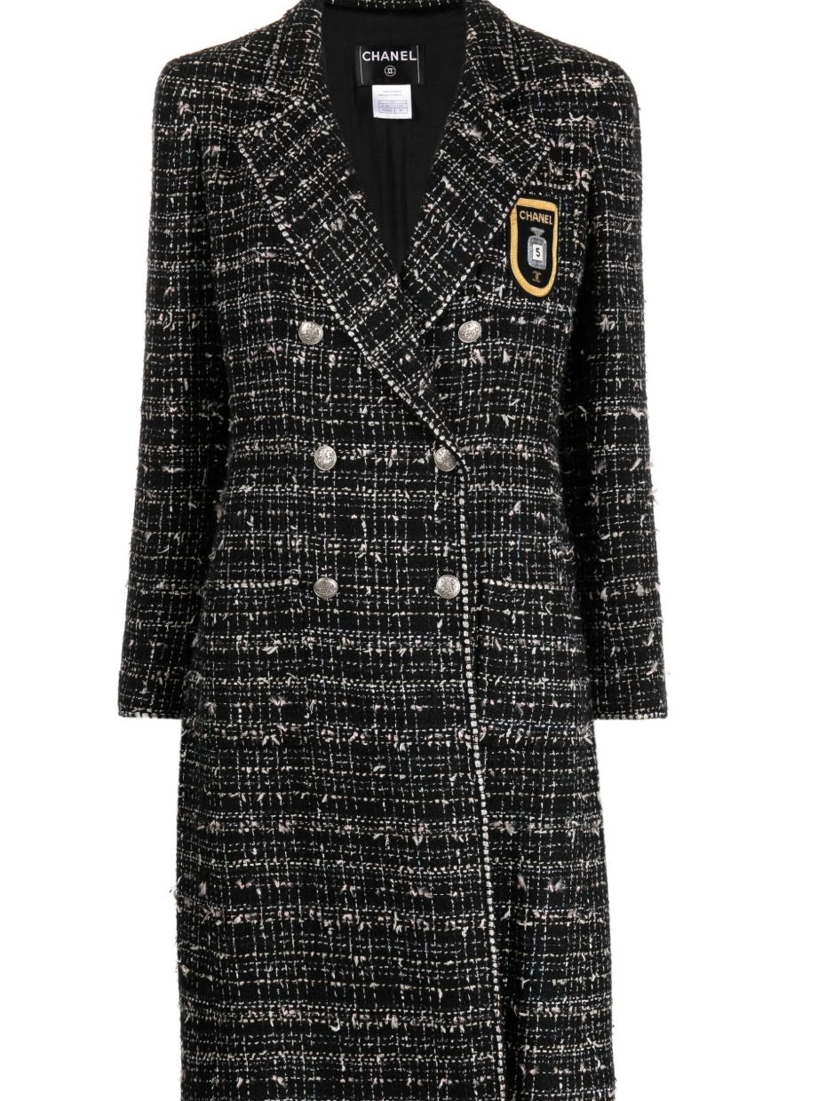 Cheap 2005 CHANEL Women crest-applique coat tweed 0304