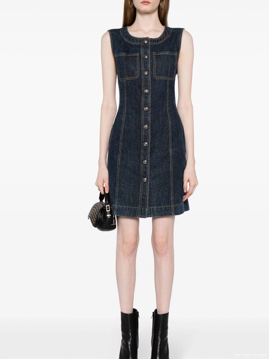 Affordable sleeveless Women denim dress CHANEL 1990-2000s 0311