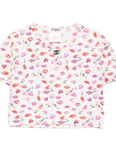 Affordable Top 1995 Lipstick T-shirt Cropped Women CHANEL 0304