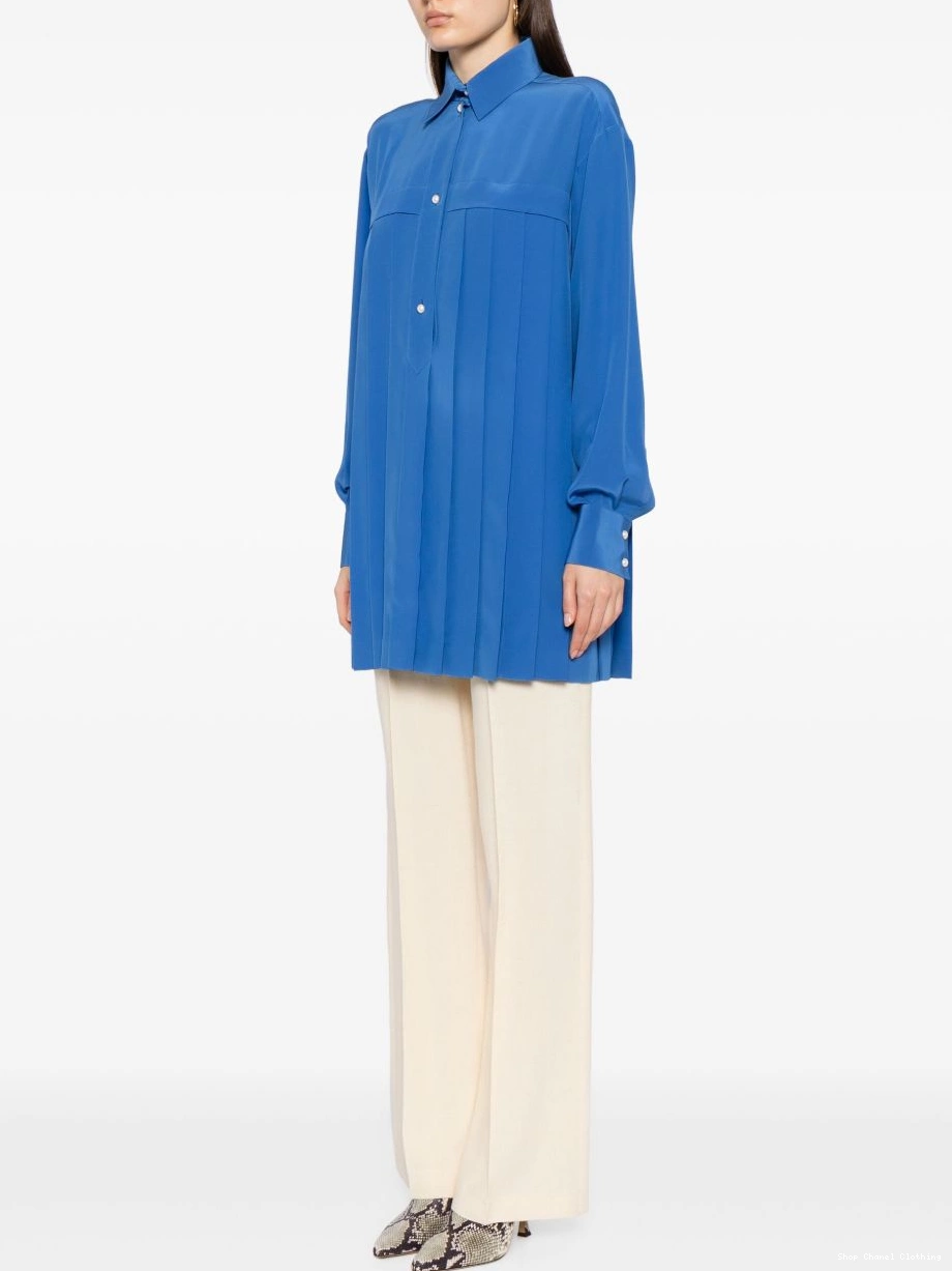 Affordable silk shirt pleated Women CHANEL 0309