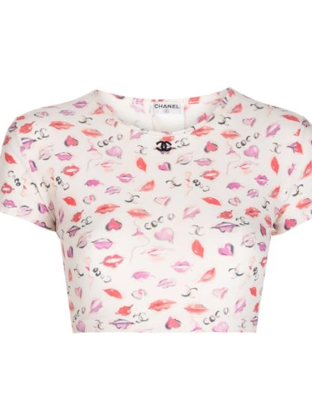 Affordable Women lip-print cropped CHANEL T-shirt 1995 0308