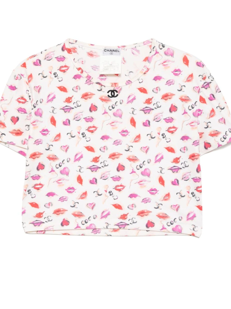 Affordable Top 1995 Lipstick T-shirt Cropped Women CHANEL 0304