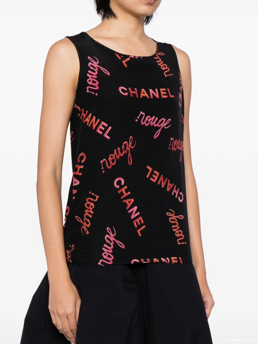 Cheap silk CHANEL 1996 tank top Women logo-print 0306