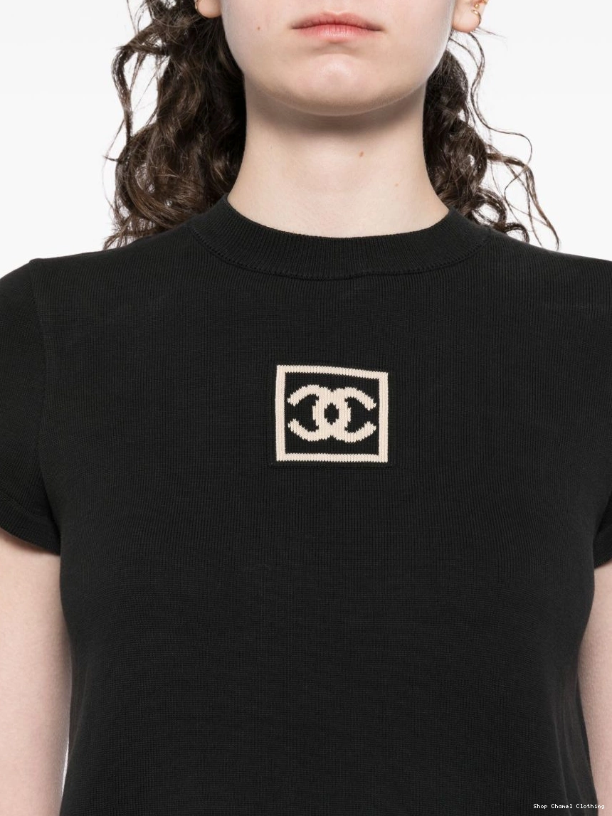 Cheap intarsia logo knitted top Women 2003 CHANEL 0309