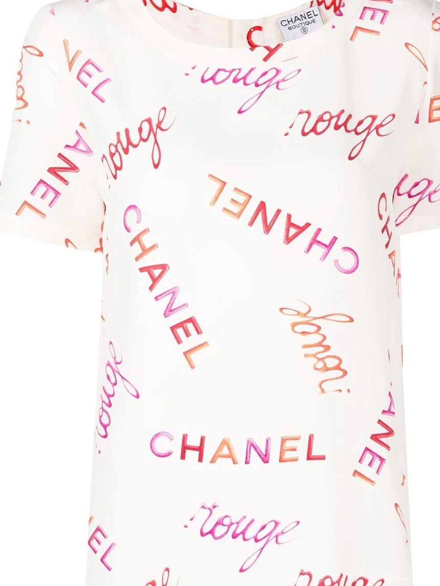 Affordable logo-print silk 1996 Women T-shirt CHANEL 0307