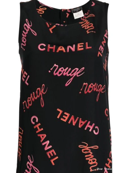 Cheap silk CHANEL 1996 tank top Women logo-print 0306