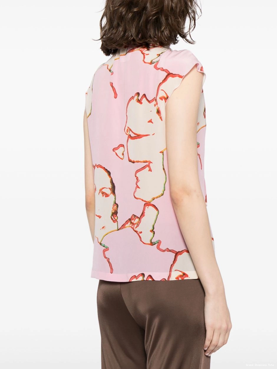 Affordable Mademoiselle CHANEL Women necktie shirt print sleeveless 2000 0318