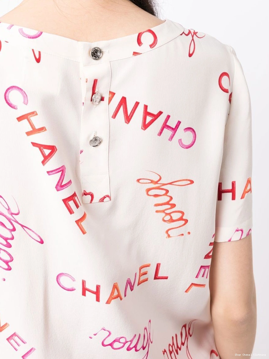 Affordable logo-print silk 1996 Women T-shirt CHANEL 0307