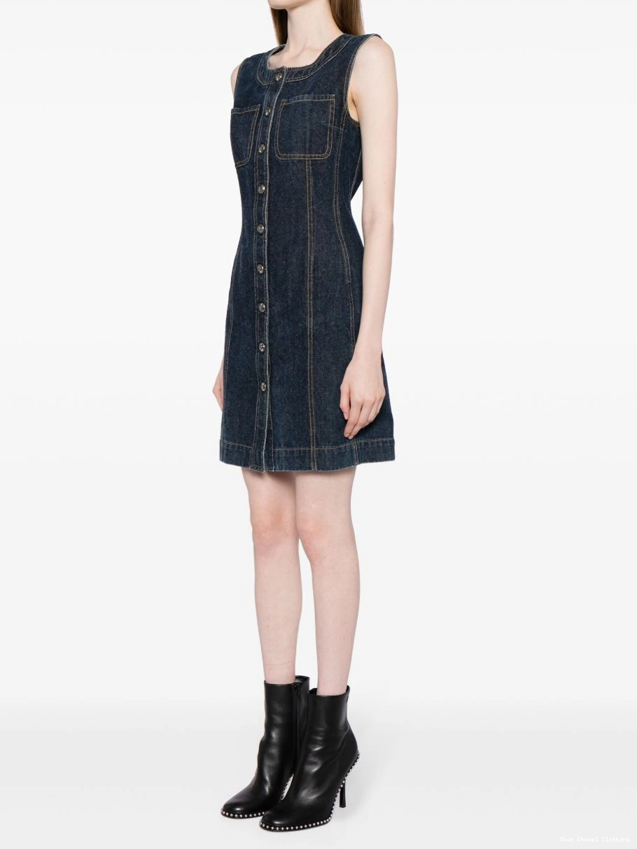 Affordable sleeveless Women denim dress CHANEL 1990-2000s 0311