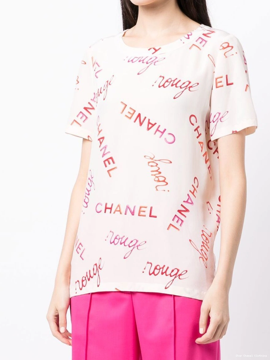 Affordable logo-print silk 1996 Women T-shirt CHANEL 0307