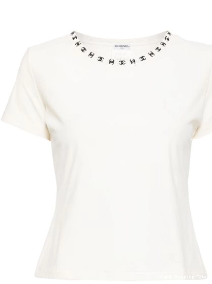 Cheap 1997 CHANEL CC Women logo-embroidered T-shirt 0308