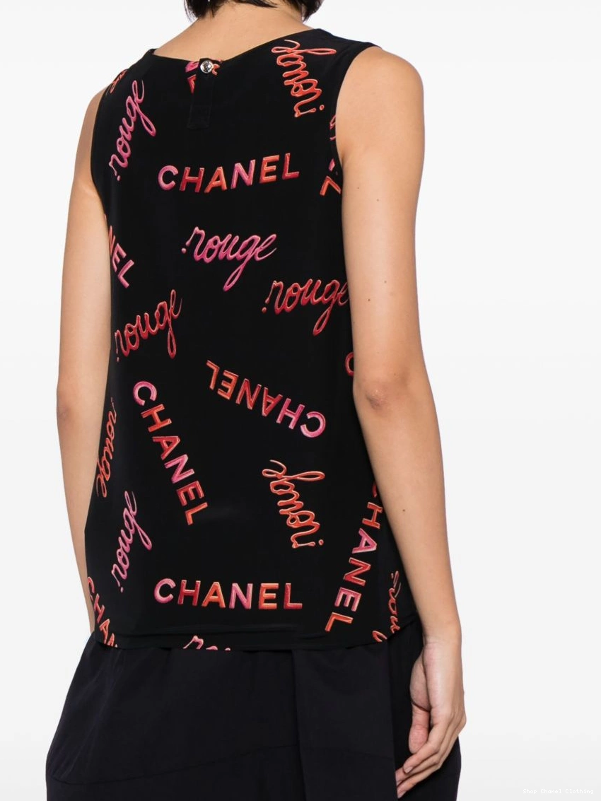 Cheap silk CHANEL 1996 tank top Women logo-print 0306