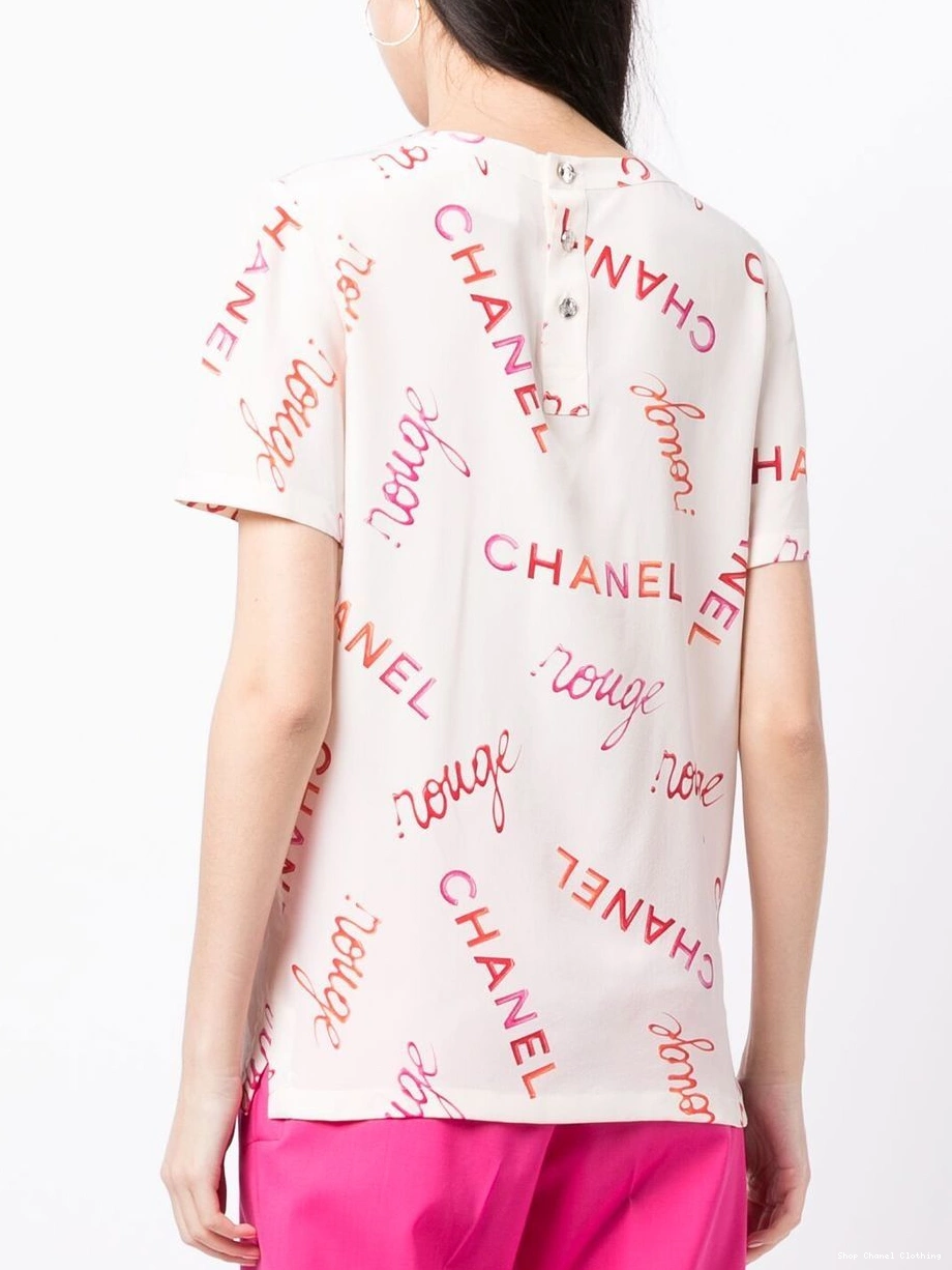 Affordable logo-print silk 1996 Women T-shirt CHANEL 0307